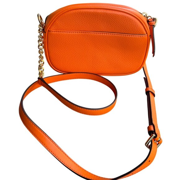 Michael Kors Orange Leather Crossbody Bag With Chain Strap - Picture 5 of 9